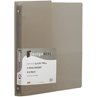 JAM Paper 3/4" Smoke Gray Glass Twill Plastic 3-Ring Binders, 4ct.