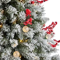 6ft. Pre-Lit Snow Tipped Norwegian Fir Artificial Christmas Tree, White LED Lights