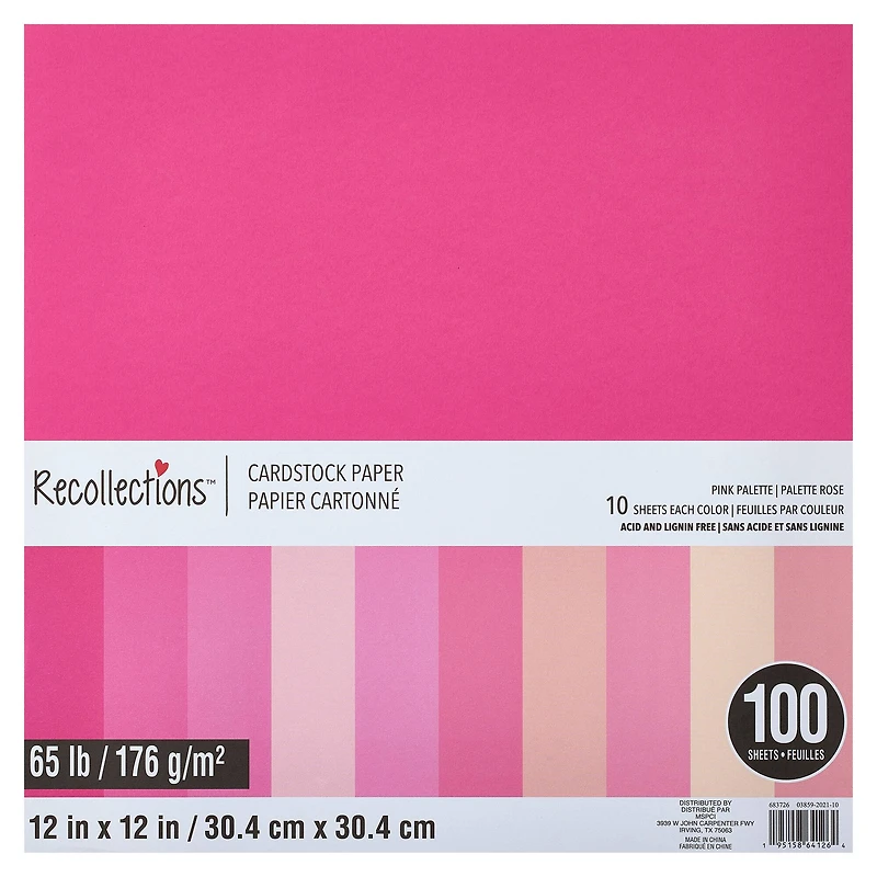 9 Packs: 100 ct. (900 total) Palette 12" x 12" Cardstock Paper by Recollections