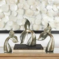 Silver Whale Tail Sculpture Set