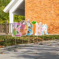 Glitzhome® 49.5" Set of 6 Easter Icon Metal Yard Stake