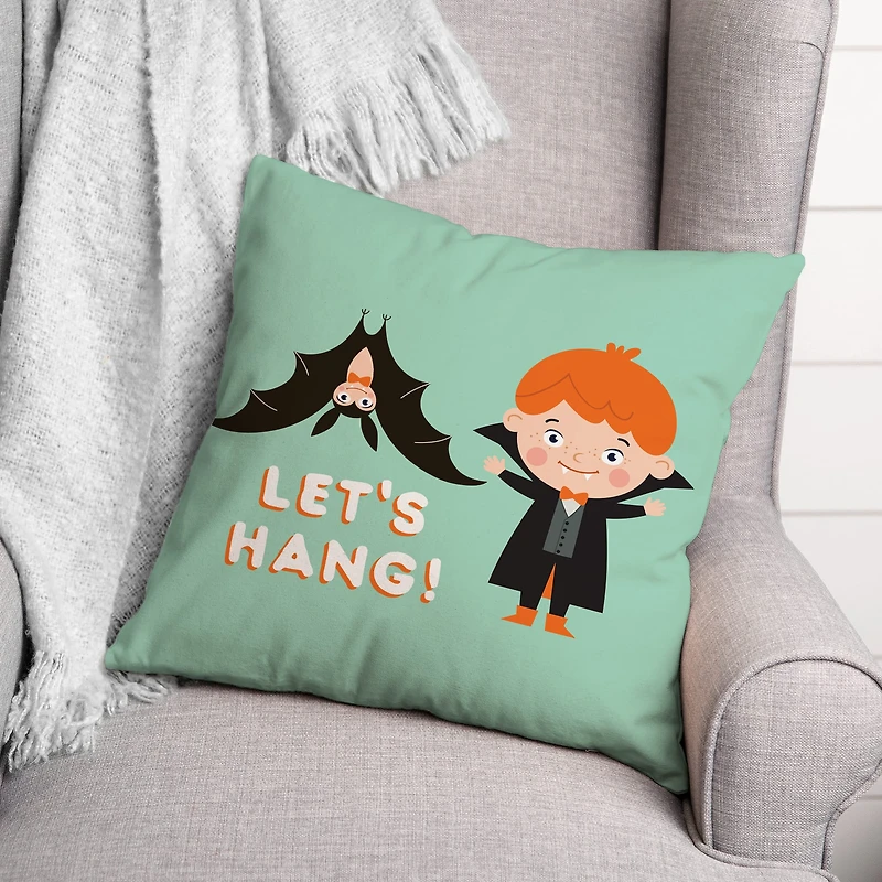 Let's Hang Vampire Bat Throw Pillow