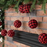Glitzhome® 6ft. Red & Black Plaid Fabric Garland Set