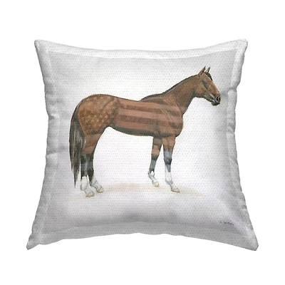 Stupell Industries American Flag Horse Outdoor Printed Pillow