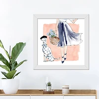 Parisian Fashion Girl Wall Print in White Frame