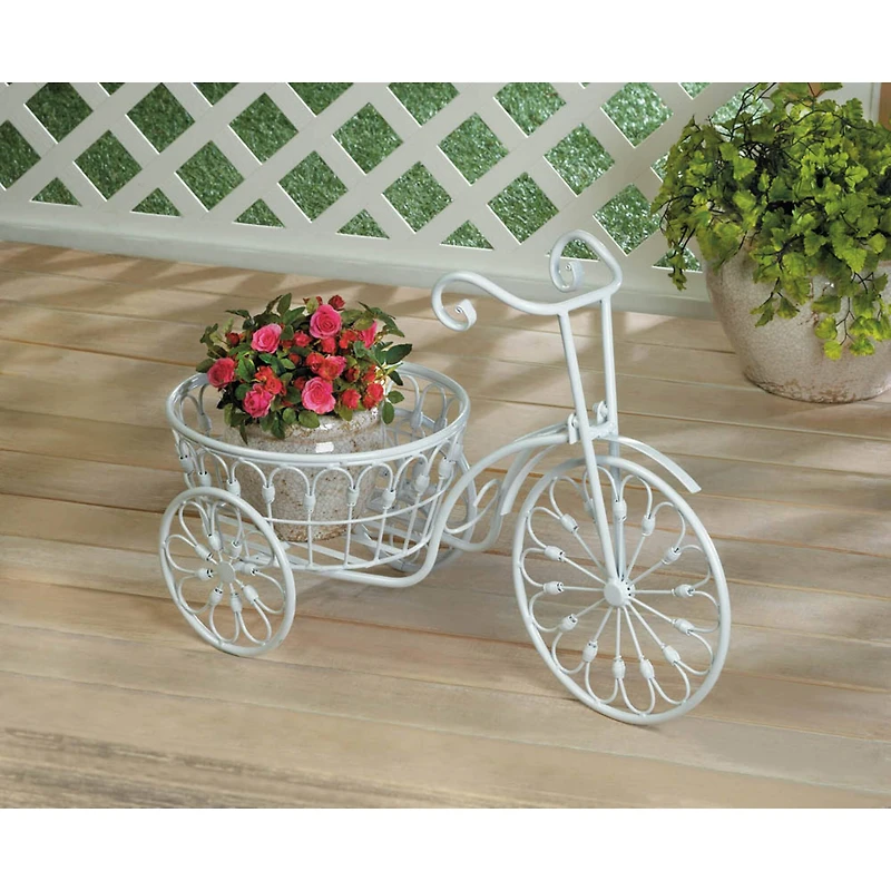 14" White Bicycle Planter