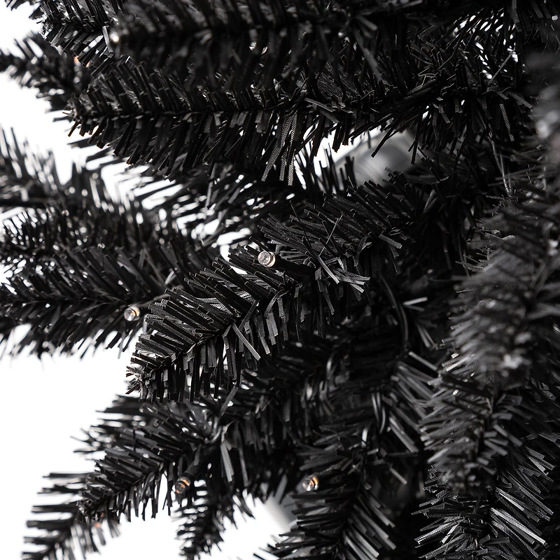 4ft. Pre-Lit Black Artificial Halloween Tree, LED Orange Lights