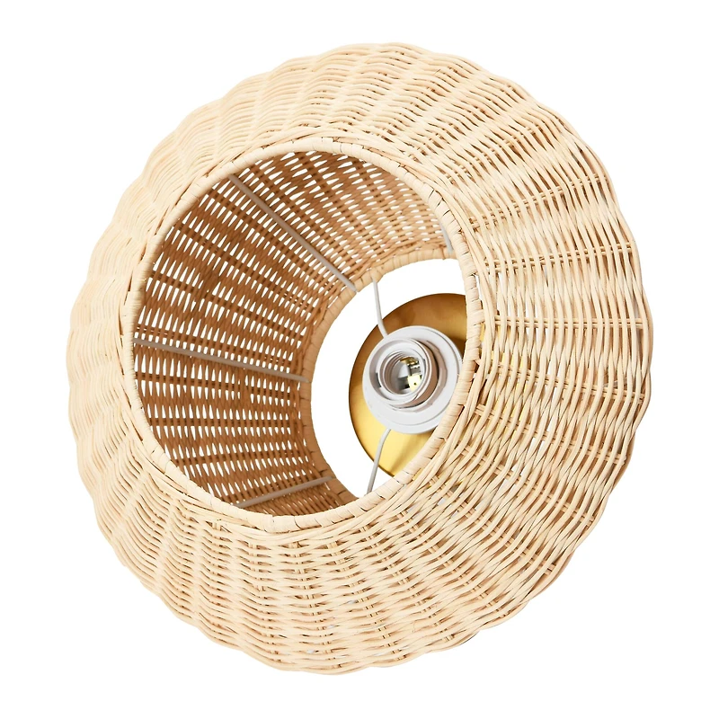 Hello Honey® 13.8" Coastal Ceiling Lamp with Rattan Shade and Iron Base