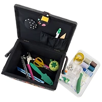 Dritz® Black Sewing Notions Large Sewing Basket with Removable Tray