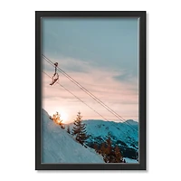 Unsplash Ski Lift Sunset Slopes Black Framed Print Under Plexiglass