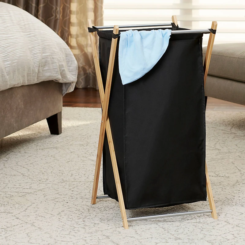 Household Essentials Small Black Collapsible X-Frame Laundry Basket