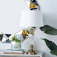 Gold Glass Glam Table Lamp, 27" x 15" x 15"