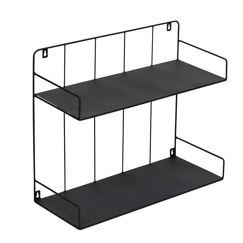 Honey Can Do 2-Tier Large Black Laundry Wall Shelf