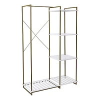 Honey Can Do Olive & White Freestanding Open Metal Closet Wardrobe