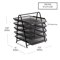 Mind Reader Network Collection Black Metal Mesh 5-Tier Paper Trays, 2ct.