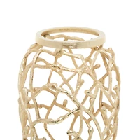 Gold Aluminum Contemporary Vase, 9" x 9" x 23"