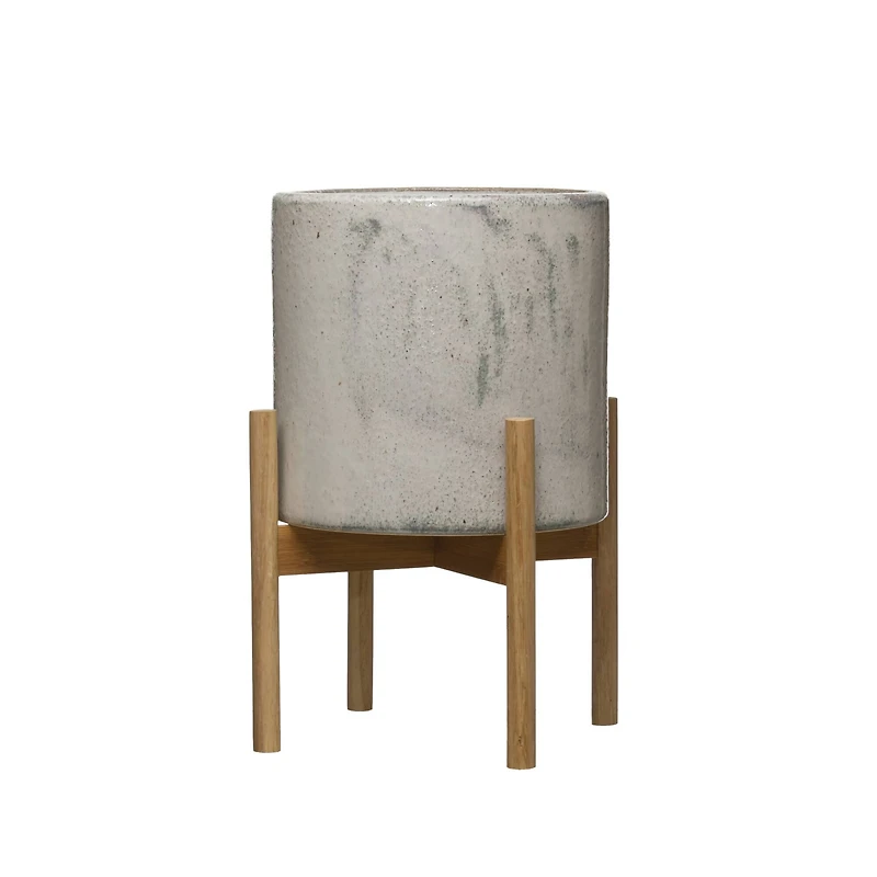 Hello Honey® 13.5" Stoneware Planter on Wood Holder