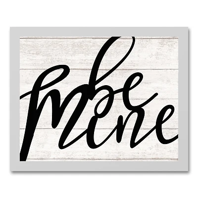 Be Mine Script White Framed Canvas
