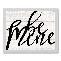 Be Mine Script White Framed Canvas