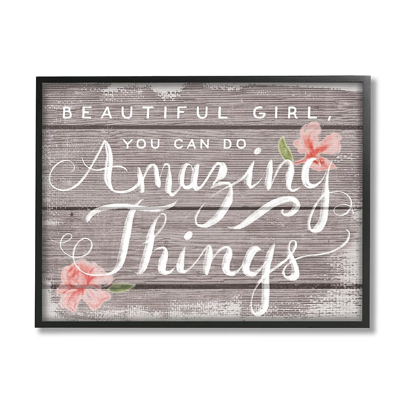 Stupell Industries Beautiful Girl Inspirational Framed Wall Art