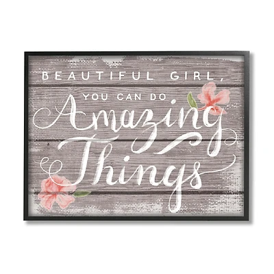 Stupell Industries Beautiful Girl Inspirational Framed Wall Art