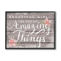 Stupell Industries Beautiful Girl Inspirational Framed Wall Art