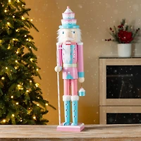 Glitzhome® 24"H Wooden Christmas Pink Cake Nutcracker