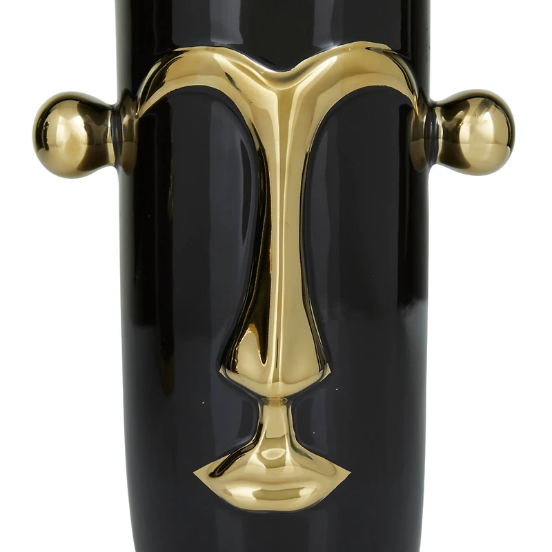 The Novogratz Black Stoneware Modern Abstract Vase,