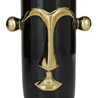 The Novogratz Black Stoneware Modern Abstract Vase,