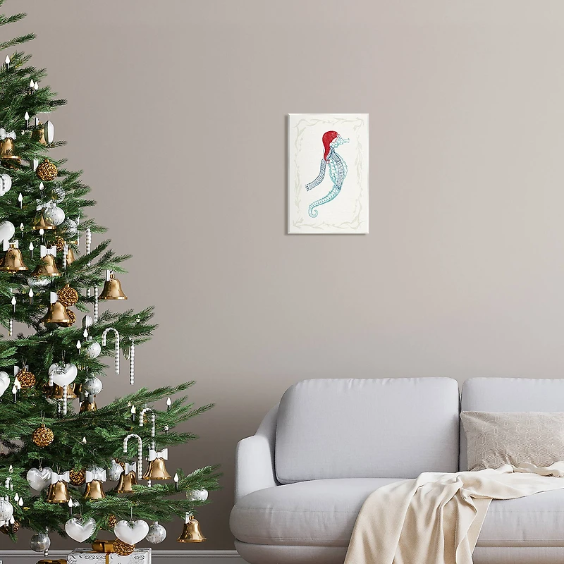 Stupell Industries Coastal Christmas Seahorse Santa Wall Plaque Art