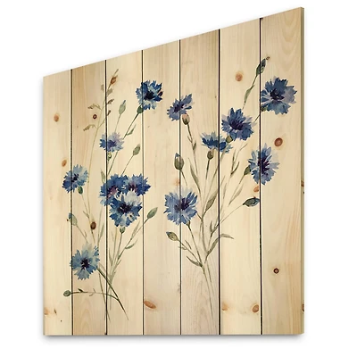 Designart - Blue Cornflowers With Green Leaves III