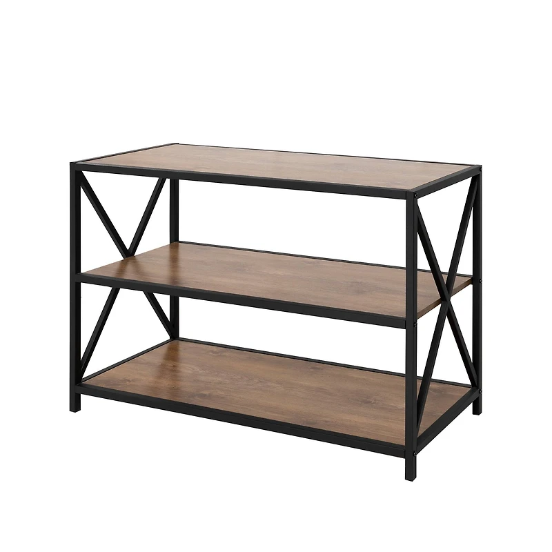 Walker Edison Barnwood X-Frame Industrial Wood Bookshelf