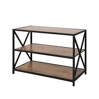 Walker Edison Barnwood X-Frame Industrial Wood Bookshelf