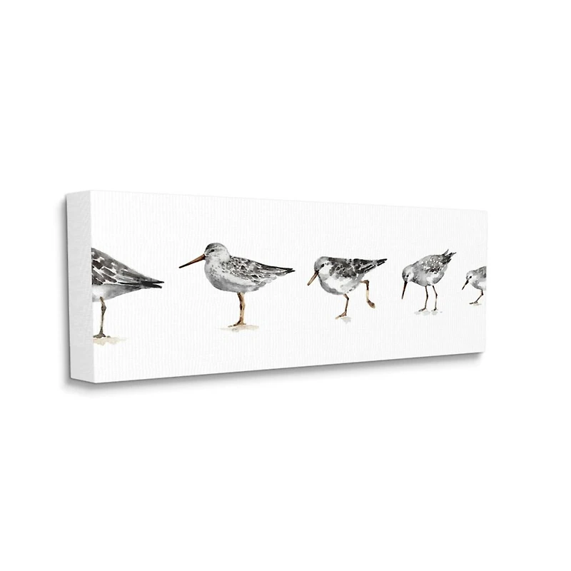 Stupell Industries Sandpiper Bird Stances Minimal Grey White Painting Canvas Wall Art