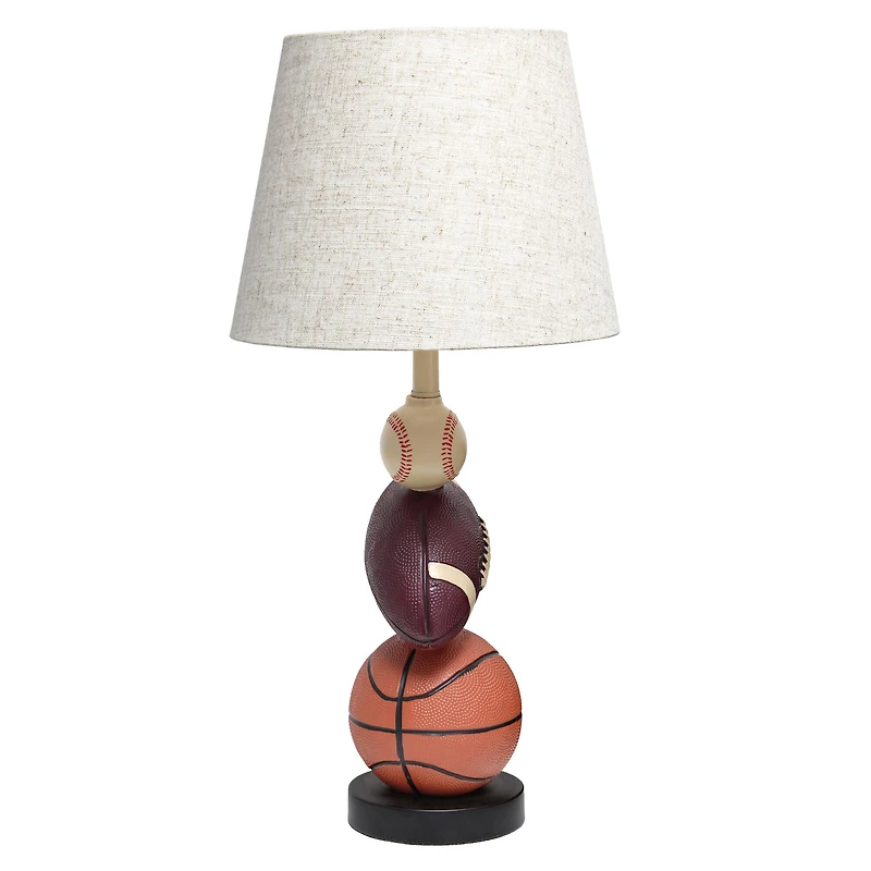 Simple Designs™ 22" Basketball, Baseball, Football Table Lamp with Beige Shade