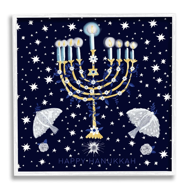 Stupell Industries 24" x 24" Happy Hanukkah Starry Menorah Giclée Wall Art