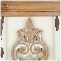 29" Brown Wood Pillar 2 Plate Scroll Wall Sconce