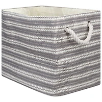 DII® Large Gray Basketweave & White Stripe Rectangle Paper Basket