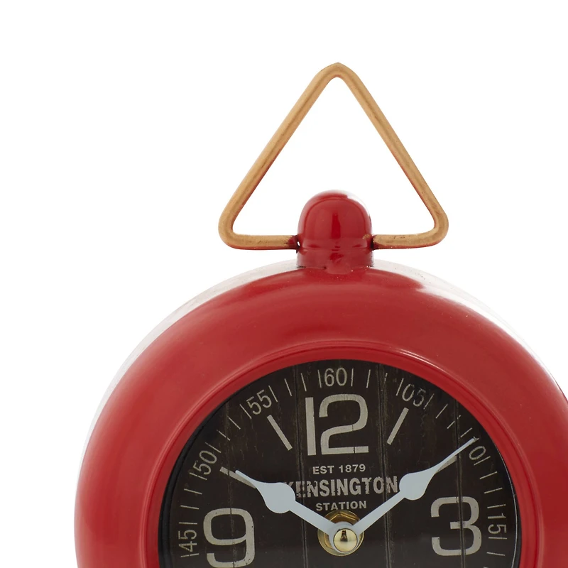 9" Red Metal Farmhouse Table Clock