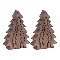 8.5" Wood Pine Tree Nesting Display Set