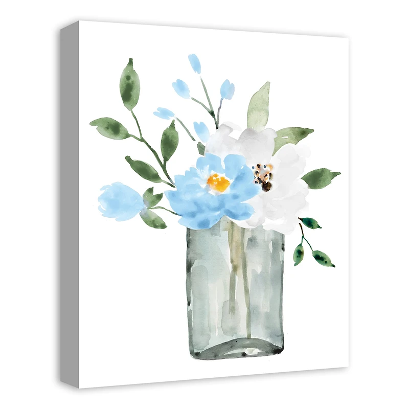 Bright Blue Floral Vase 16" x 20" Canvas Wall Art