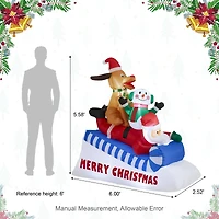 Glitzhome® 6FT Lighted Inflatable Skiing Santa, Snowman & Dog