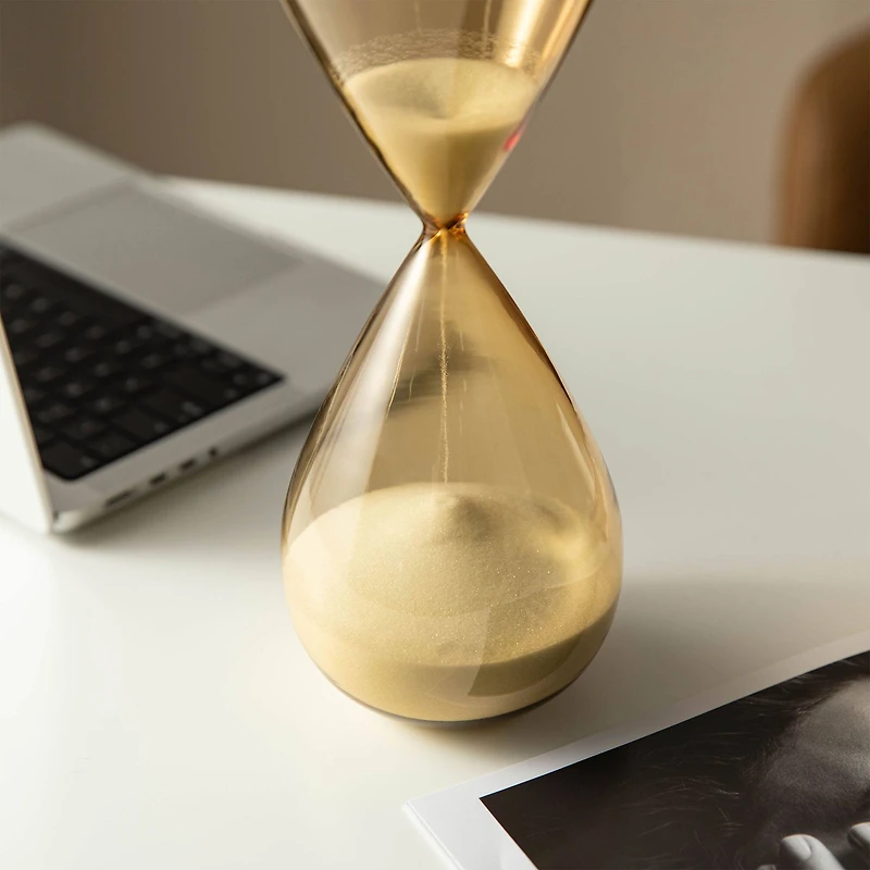 Glitzhome® 13.5" Modern Double-Layered Amber Hourglass with White Sand
