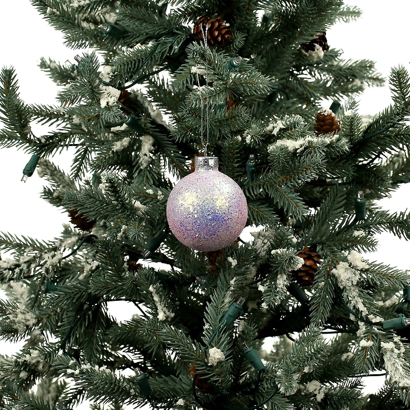 6 Pack 2.5" Pink Iridescent Glitter Glass Ball Ornaments by Ashland®