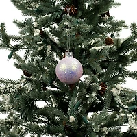 6 Pack 2.5" Pink Iridescent Glitter Glass Ball Ornaments by Ashland®