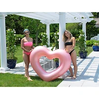 Swimline 5.5ft. Pink Metallic Heart Shaped Inner Tube Swimming Pool Float