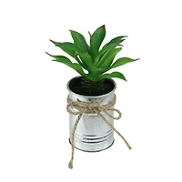 5" Tropical Green Artificial Foliage in Tin Planter