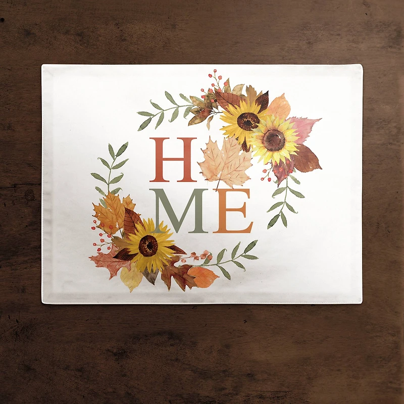 Autumn Home Wreath Polyester Twill Placemat