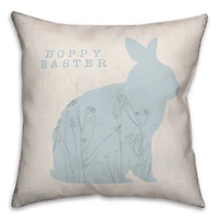 Hoppy Easter Bunny Flowers 18" x 18" Indoor / Outdoor Pillow