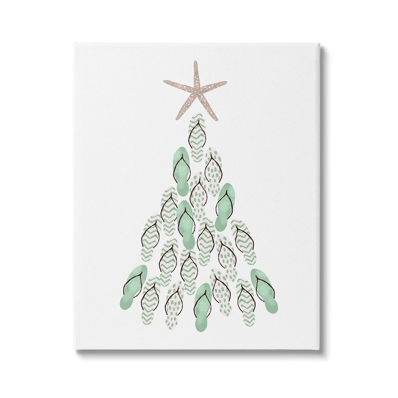 Stupell Industries Flip Flop Beachy Christmas Tree Canvas Wall Art